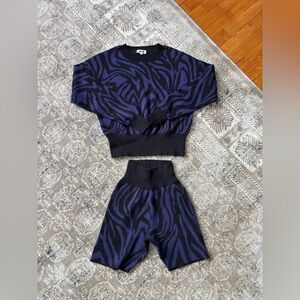 525 America for Anthropologie Black & Purple Zebra Knit Two-Piece Set
